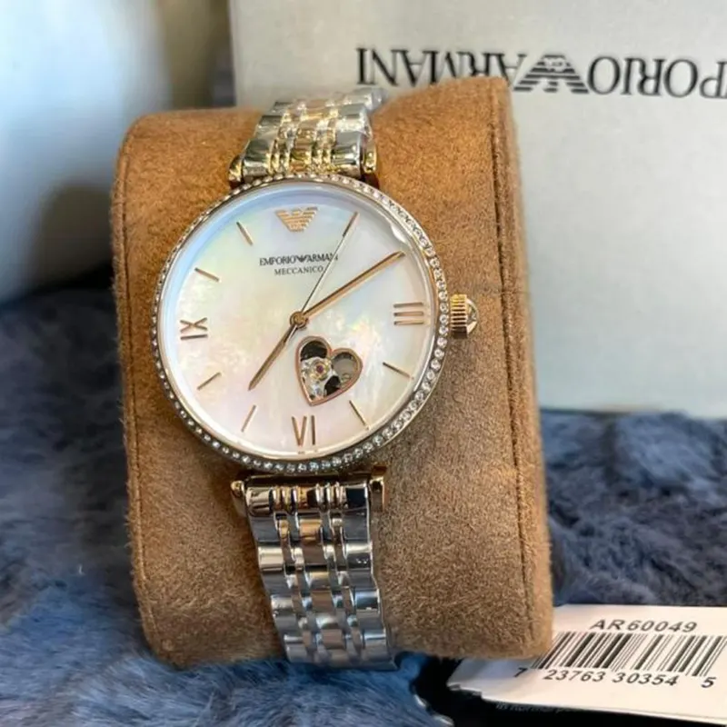 Emporio Armani Gianni T-Bar Automatic Open Heart Dial Ladies Watch- AR60049